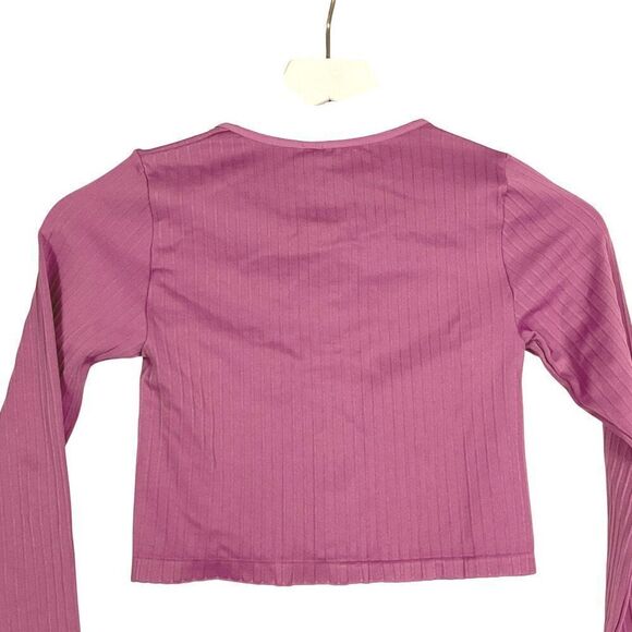 NWT Anthropologie Mauve Ribbed Long Sleeve Cropped Cardigan Size XXS/XS - Picture 7 of 14